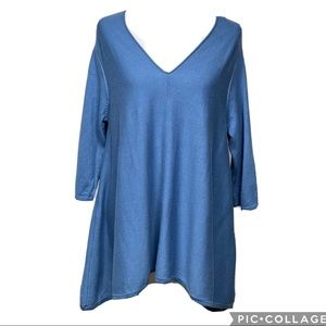 J. Jill Pure L  Knit Pullover Tunic Top blue